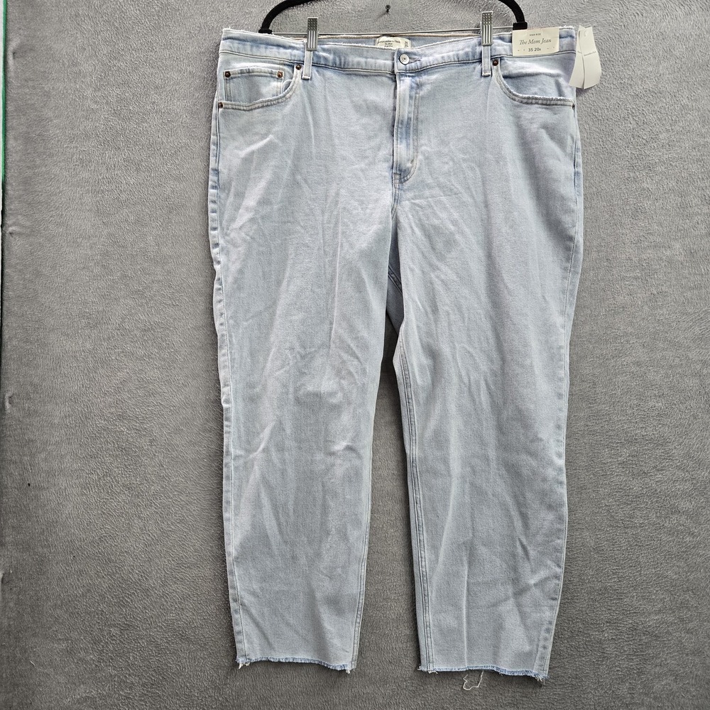 Abercrombie & Fitch Women Jeans 35X20 Blue Denim The Mom Jean High Rise NWT